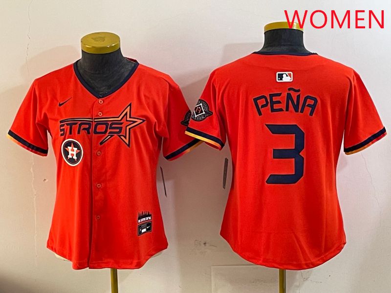 Women Houston Astros Blank #3 Pena Three generations Joint Name 2025 Nike MLB Jersey style 8